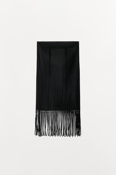 JUPE À BANDES À FRANGES - Noir de Zara - Image 3