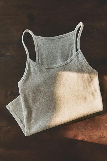 RIBBED TOP - Grey by Zara - Image 4