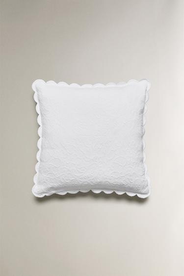 CAPA DE ALMOFADA COM ESTAMPADO FLORAL E ONDAS - Branco da Zara