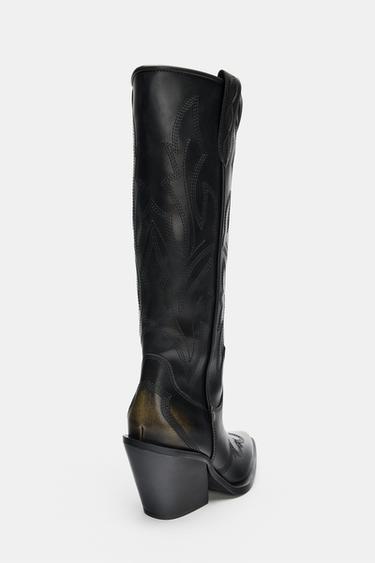 EMBROIDERED COWBOY BOOTS - Black by Zara - Image 6