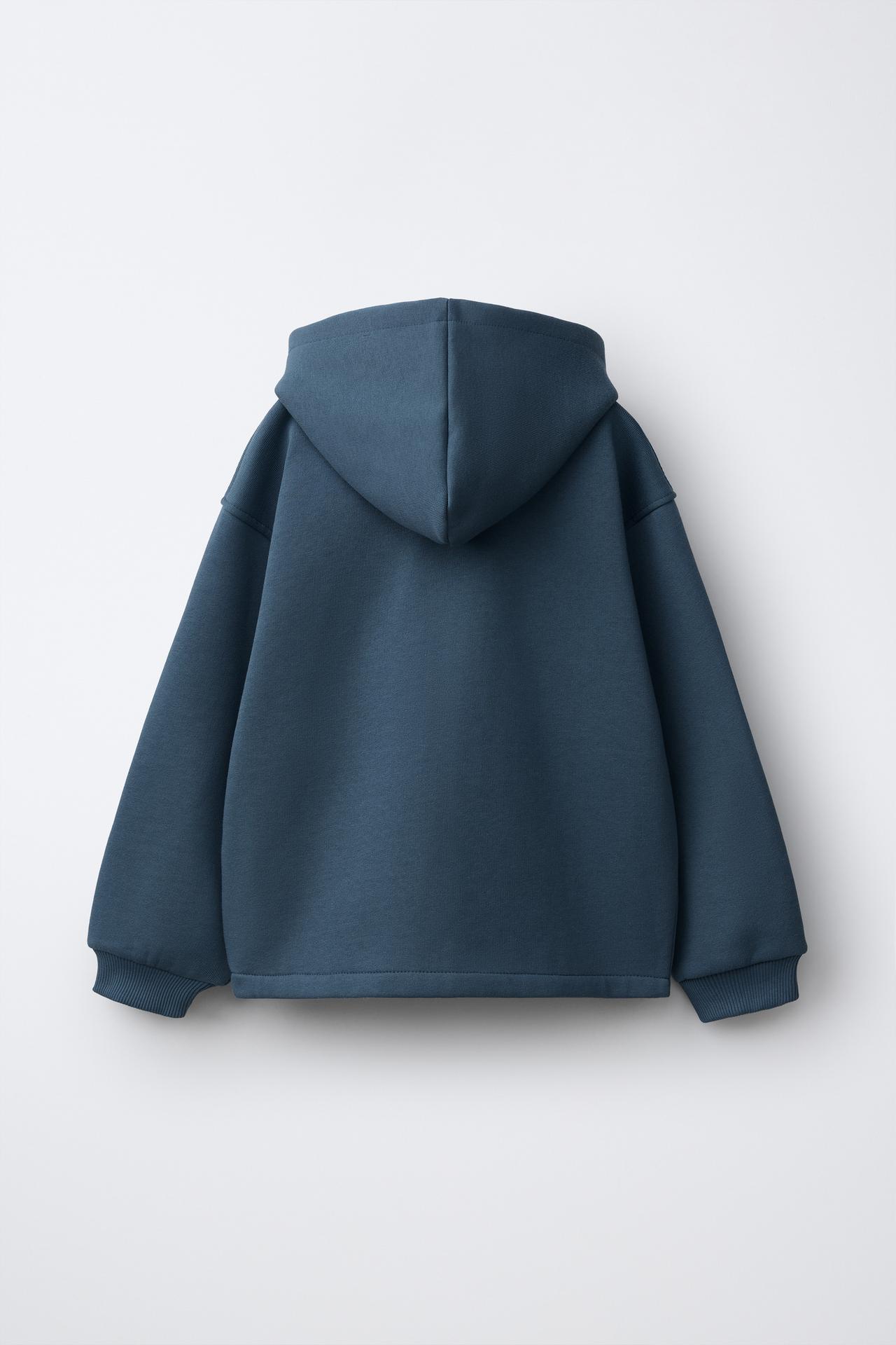 TEXT ZIP-UP HOODIE — Blue