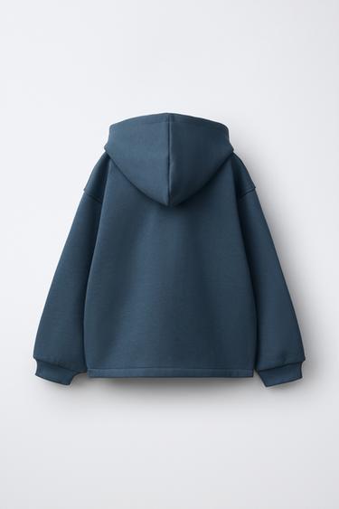 TEXT ZIP-UP HOODIE — Blue 2