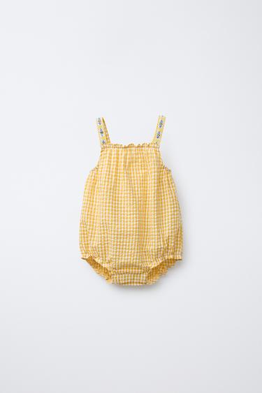 GINGHAM CHECK PLAYSUIT - Yellow by Zara