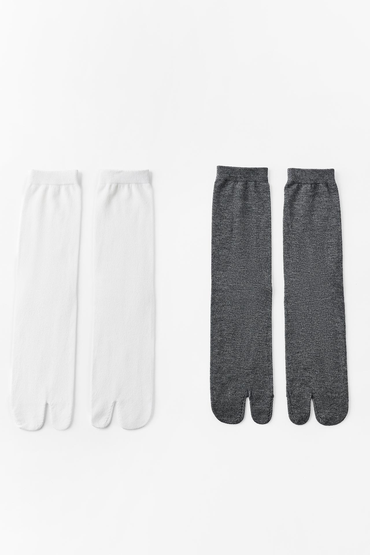 2-PACK WOOL TABI SOCKS — Ecru