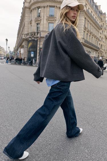 SOFT DOUBLE-BREASTED SHORT COAT - Grey by Zara - Image 7