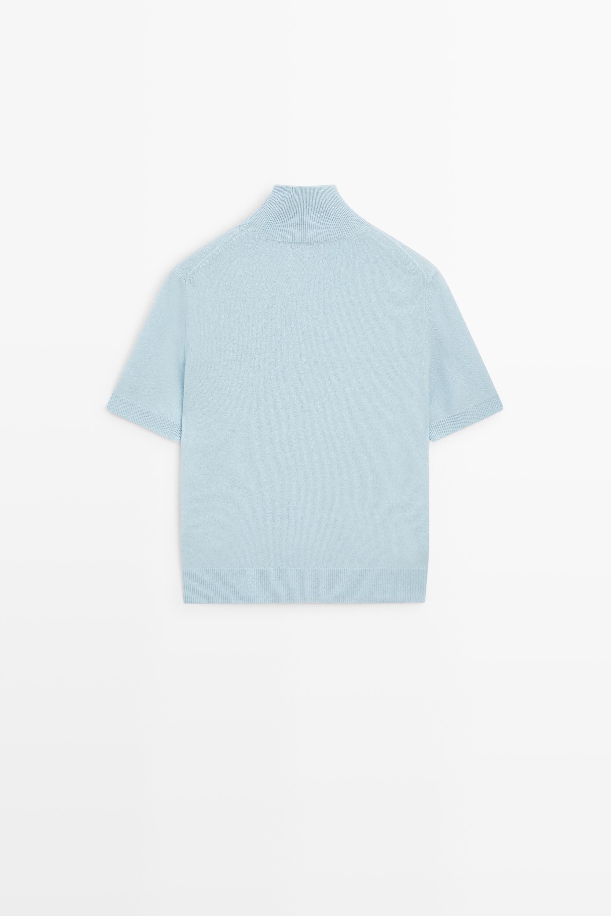 Pull en maille à manches courtes, mélange laine et cachemire