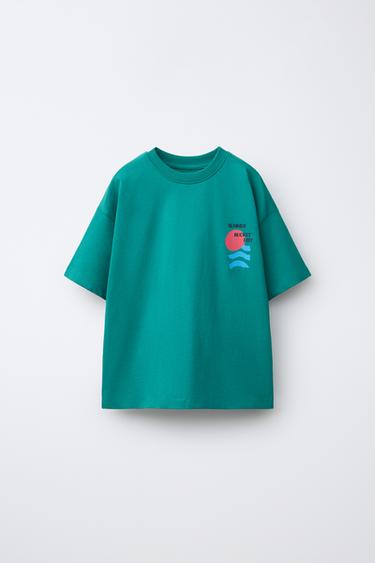CAMISETA ESTAMPADO GRÁFICO - Verde agua de Zara
