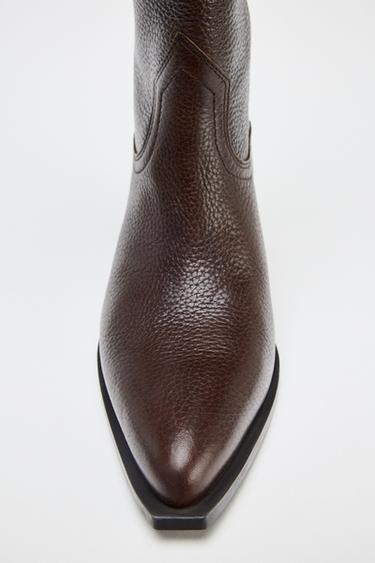 LEATHER KNEE-HIGH BOOTS - Brown by Zara - Image 4