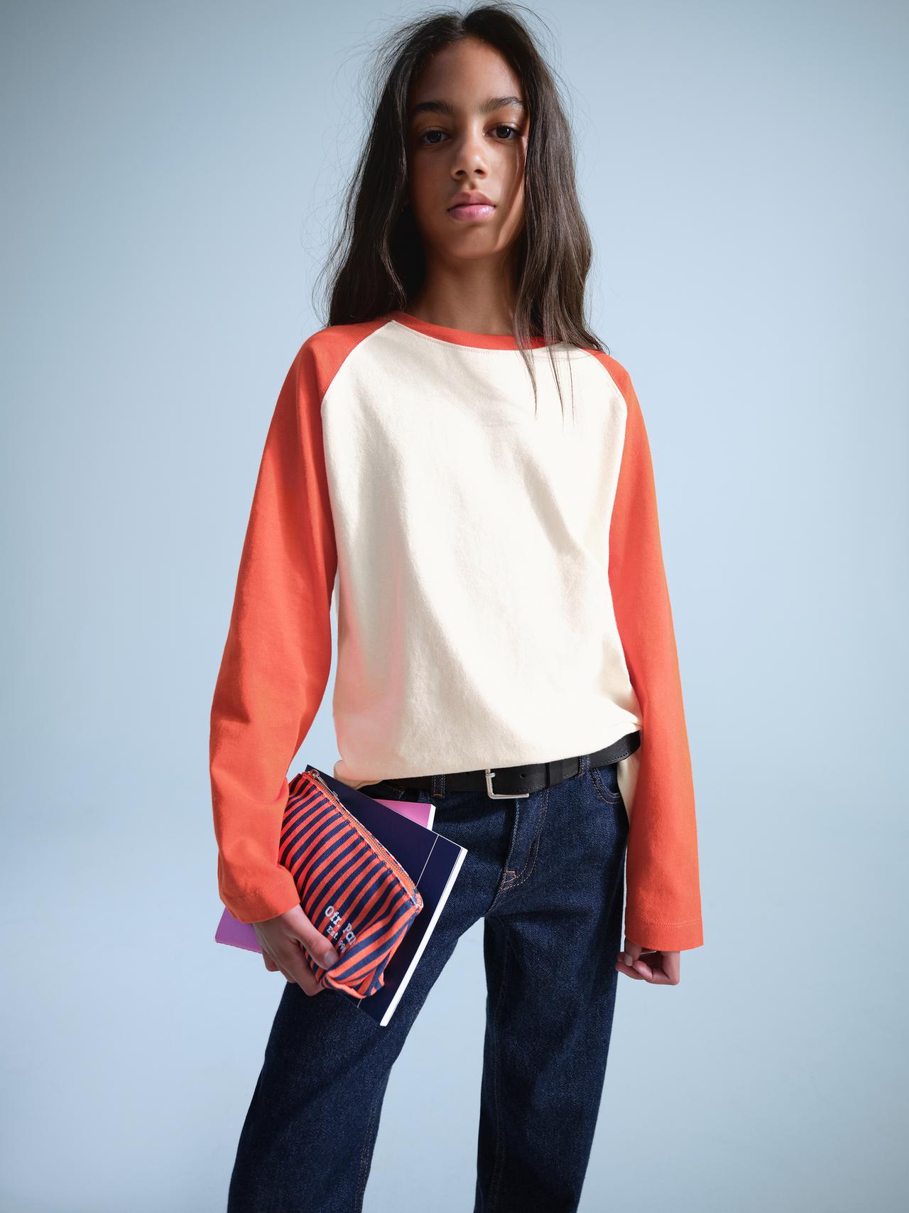 0FR. PARIS X ZARA RAGLAN LONG SLEEVE T-SHIRT — White / Red