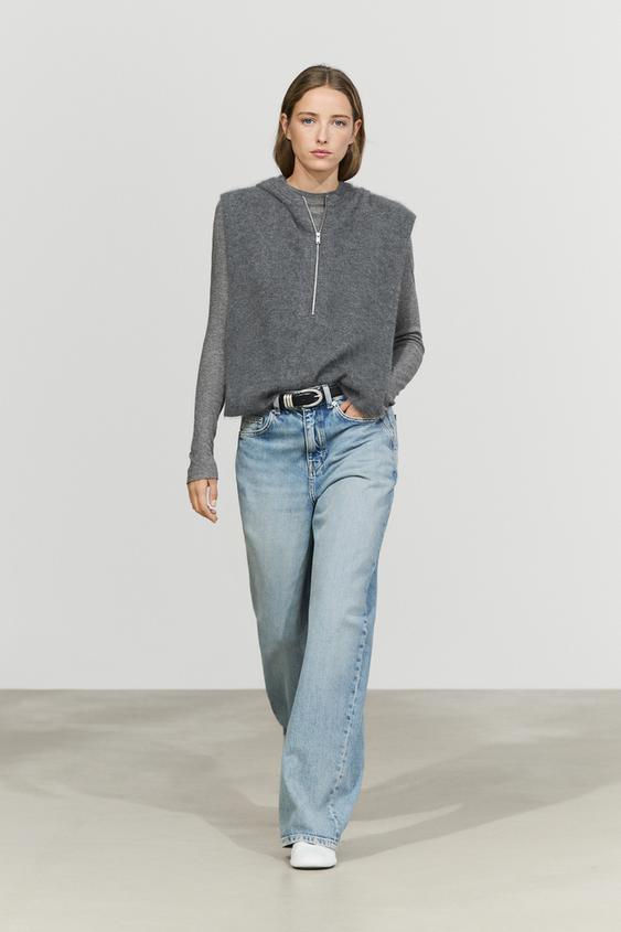Zara 100% cashmere hooded knit vest - Gray - Image 0