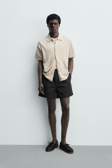 РУБАШКА ИЗ ХЛОПКА И ЛЬНА — РЫЖЕВАТО-КОРИЧНЕВЫЙ от Zara — изображение 0