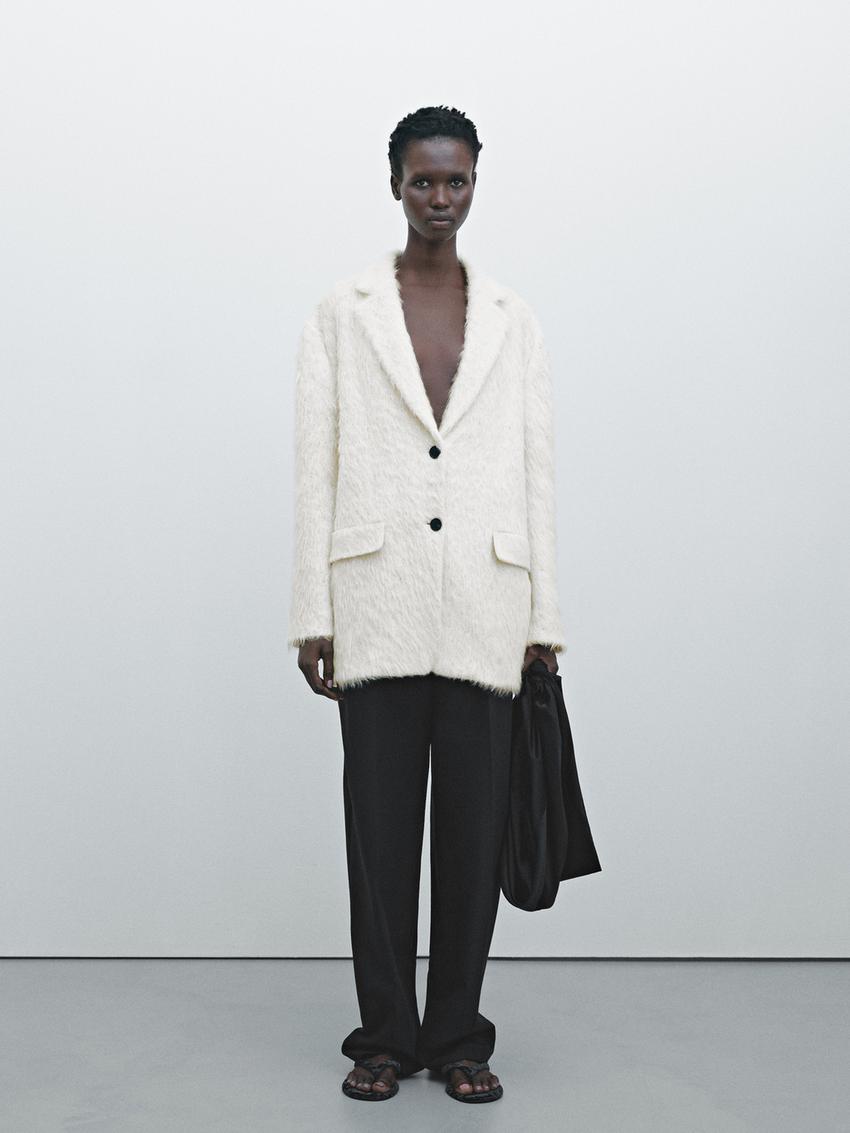 Fuzzy alpaca blazer - Limited Edition - Ecru | ZARA United States