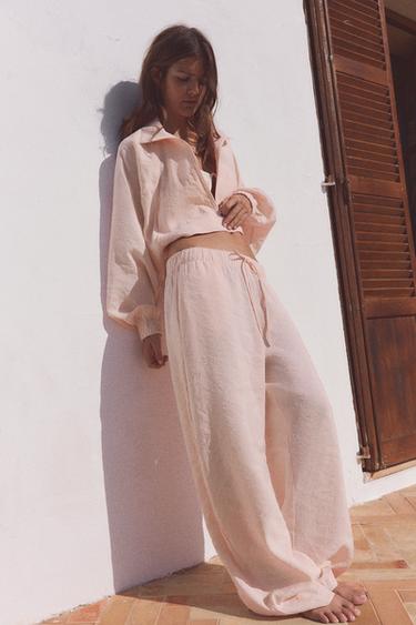 PANTALON FLUIDE - Rose craie de Zara