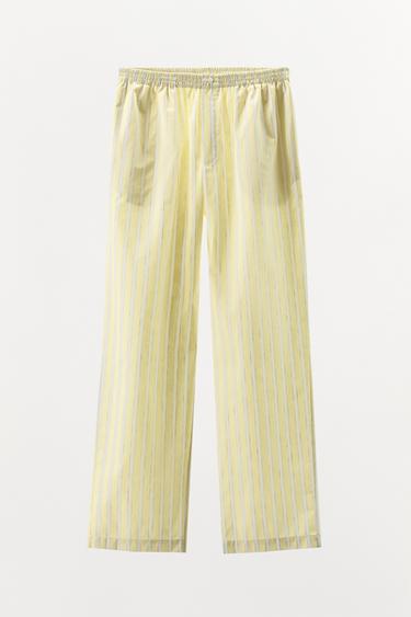 Zara STRIPED PAJAMA PANTS - Yellow