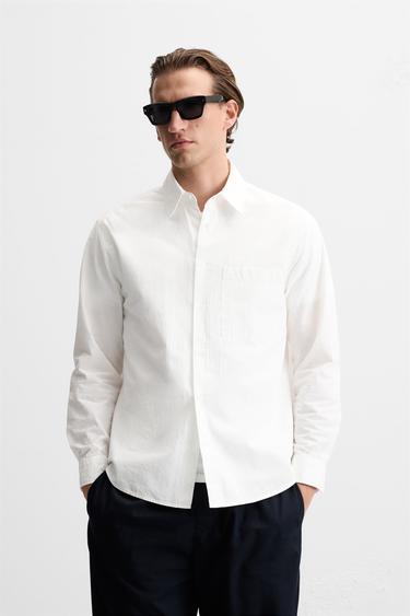 CAMISA COM EFEITO ENRUGADO - Cru da Zara