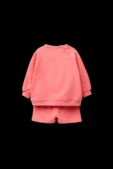 CONJUNTO SUDADERA Y BERMUDA ETIQUETA - Rosado de Zara