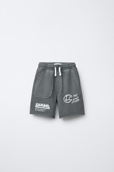 BERMUDA EFECTO LAVADO GRAFFITI - Antracita oscuro de Zara