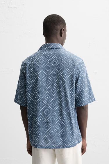 CONTRAST EMBROIDERY SHIRT - Blue by Zara - Image 2