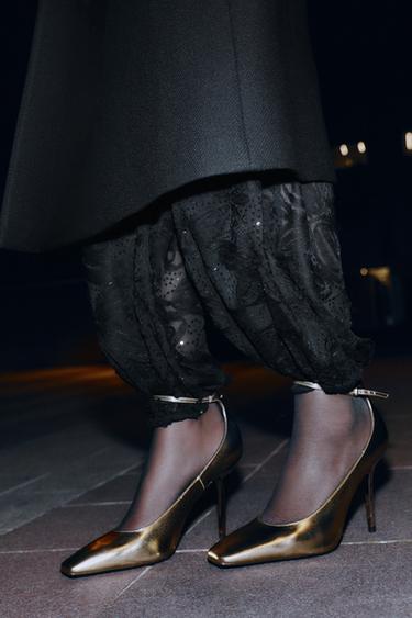 Zara METALLIC EFFECT HEELS - Gold