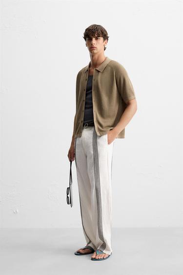 CHEMISE EN MAILLE COUPE DÉCONTRACTÉE - Beige foncé de Zara - Image 3