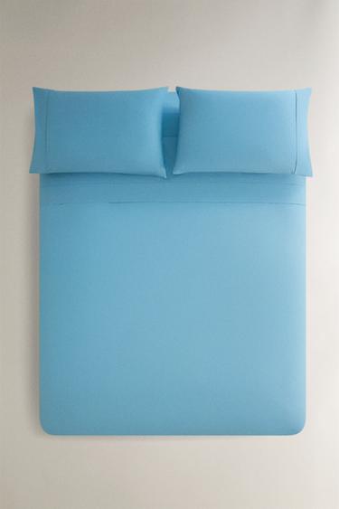 CAPA DE EDREDÃO EM PERCAL DE ALGODÃO (300 FIOS) - Azul-celeste da Zara