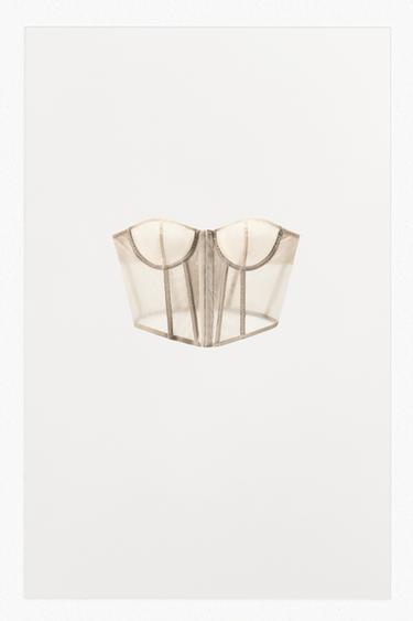 KAARITUKIKORSETTI NAUHOILLA - Ecru Zaralta