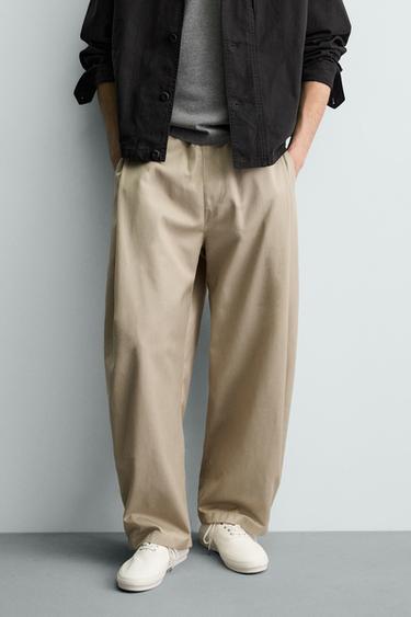 BALLOON FIT PLEATED TROUSERS - Beige by Zara