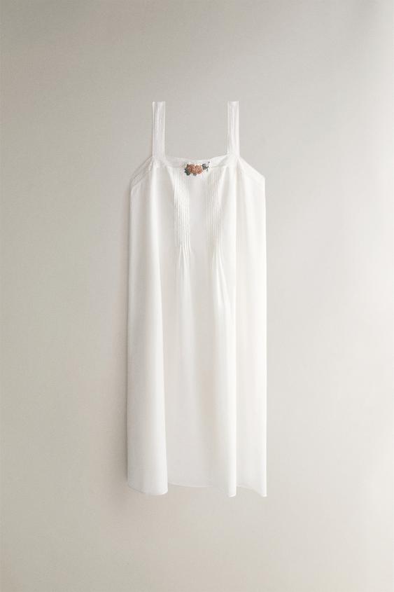 FLORAL PINTUCK COTTON NIGHTDRESS - أبيض مكسور الخاص بـ Zara - صورة 0