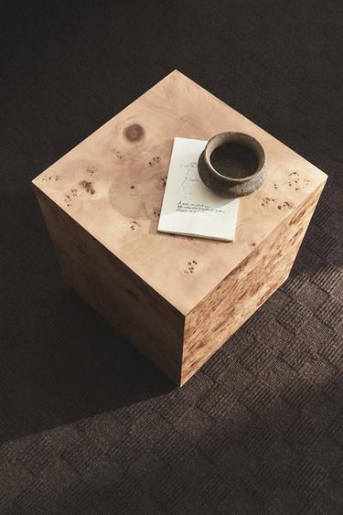 Zara ROOT WOOD CUBE TABLE - Light beige