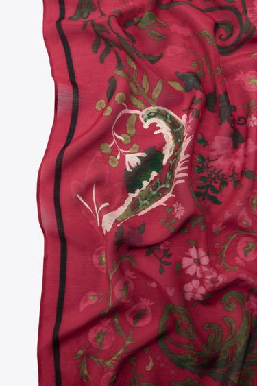 FOULARD À IMPRIMÉ AVEC SOIE - Rouge de Zara - Image 2