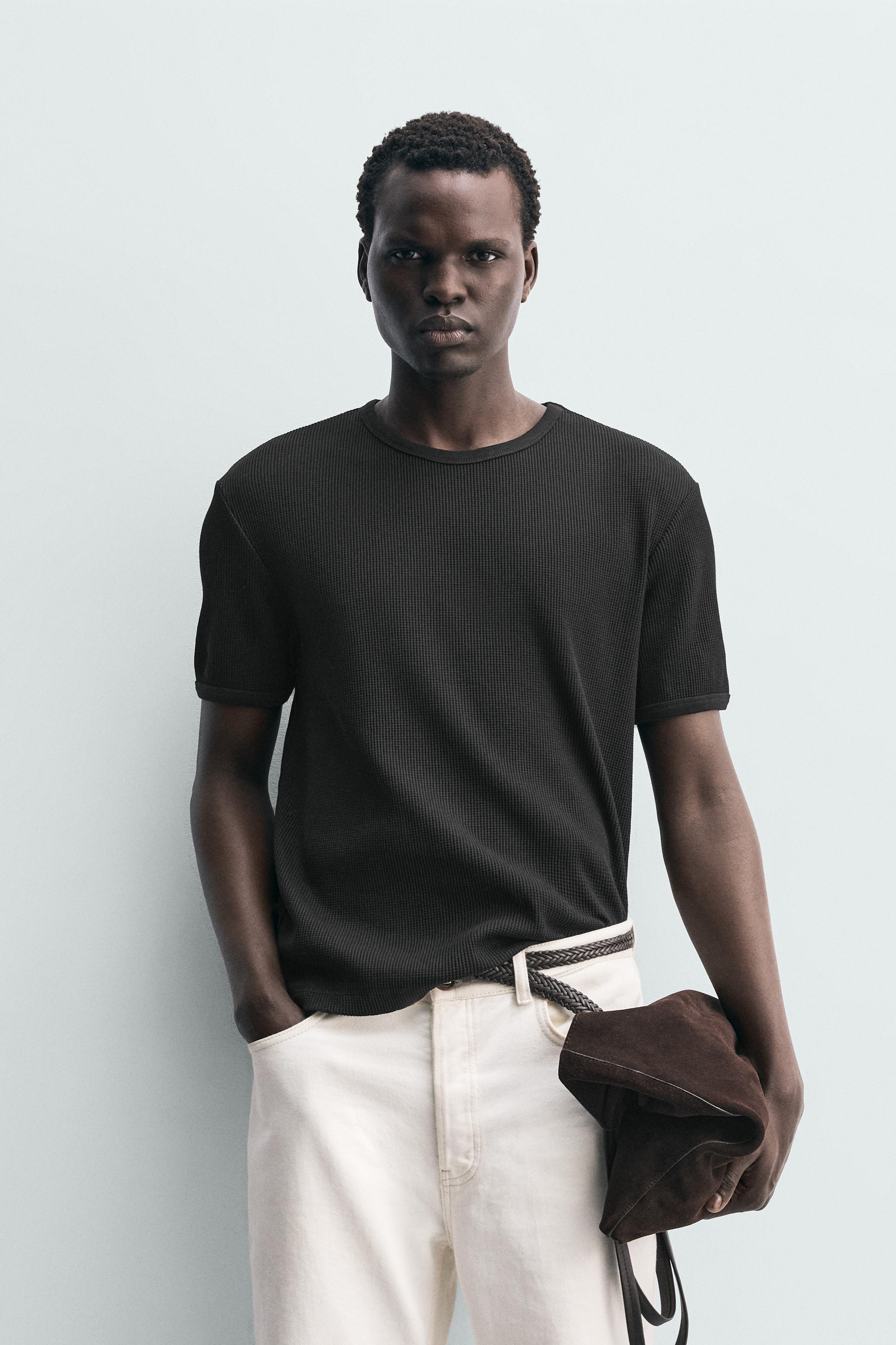 WAFFLE-KNIT TEXTURED T-SHIRT