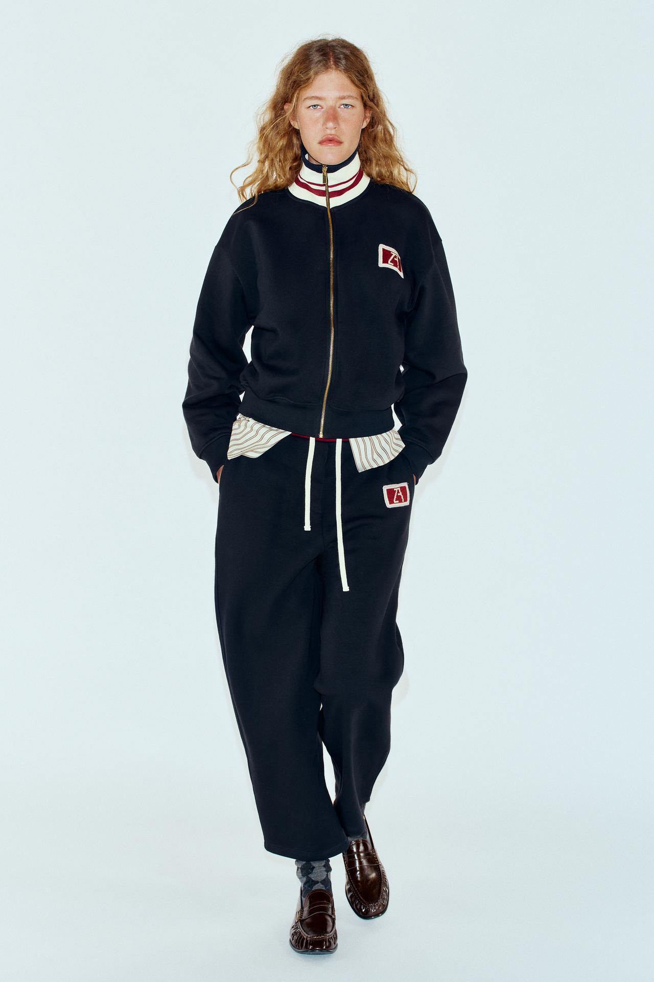 ZA EMBROIDERED SWEATSHIRT PANTS — Navy blue