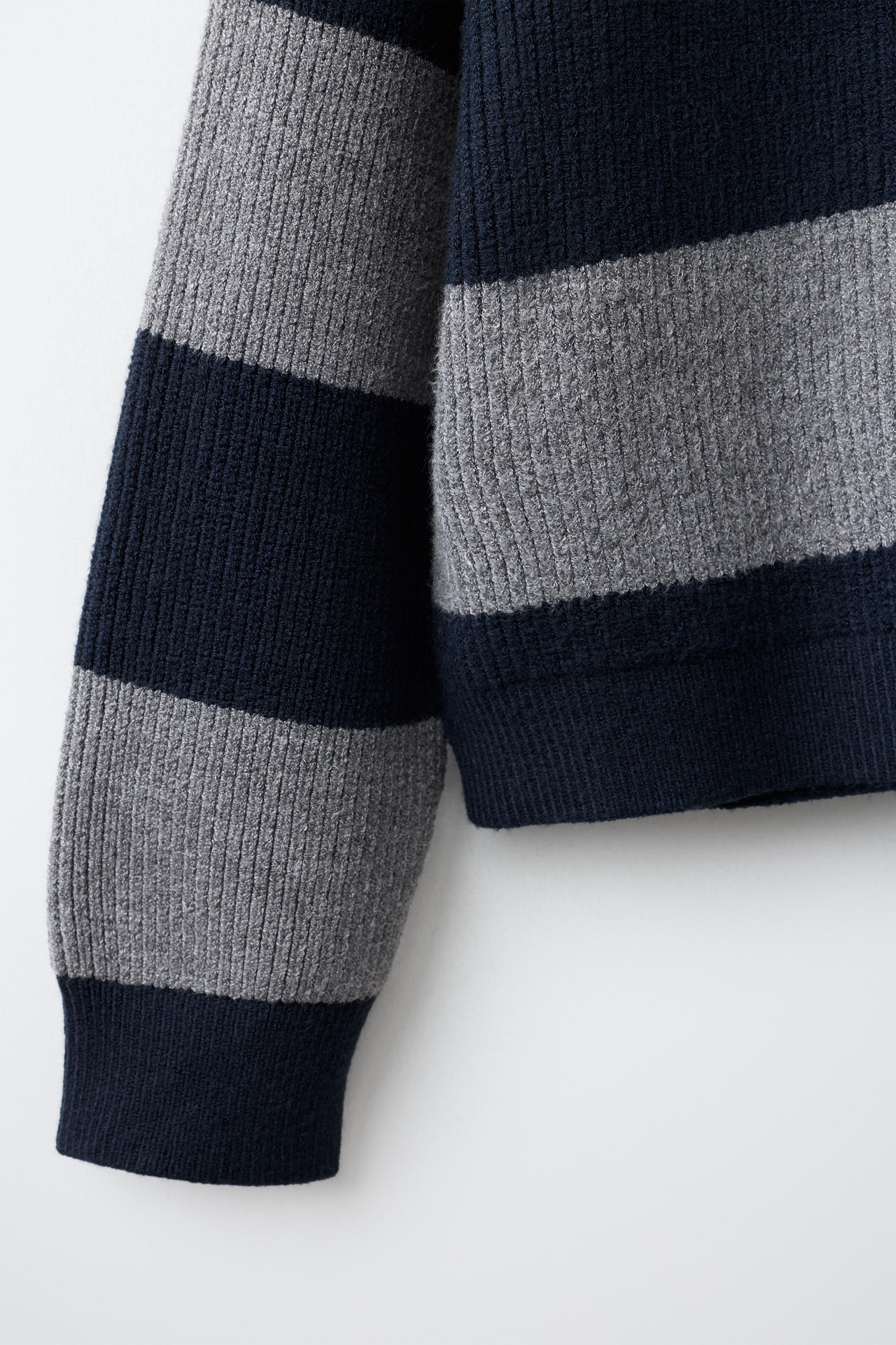 PULL POLO EN MAILLE À RAYURES
