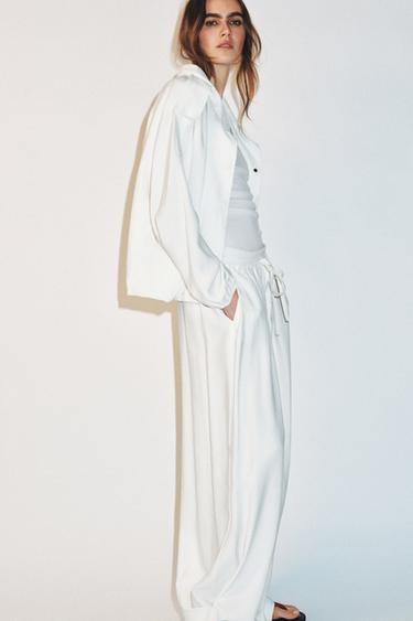 PANTALON FLUIDE À BAS AJUSTABLE - Blanc cassé de Zara - Image 2