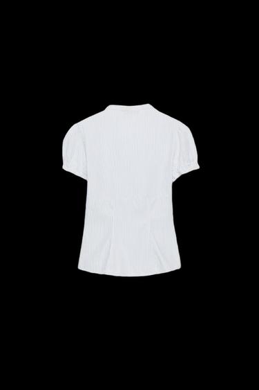 CAMISA POPELÍN VOLANTES - Arena / Azul de Zara