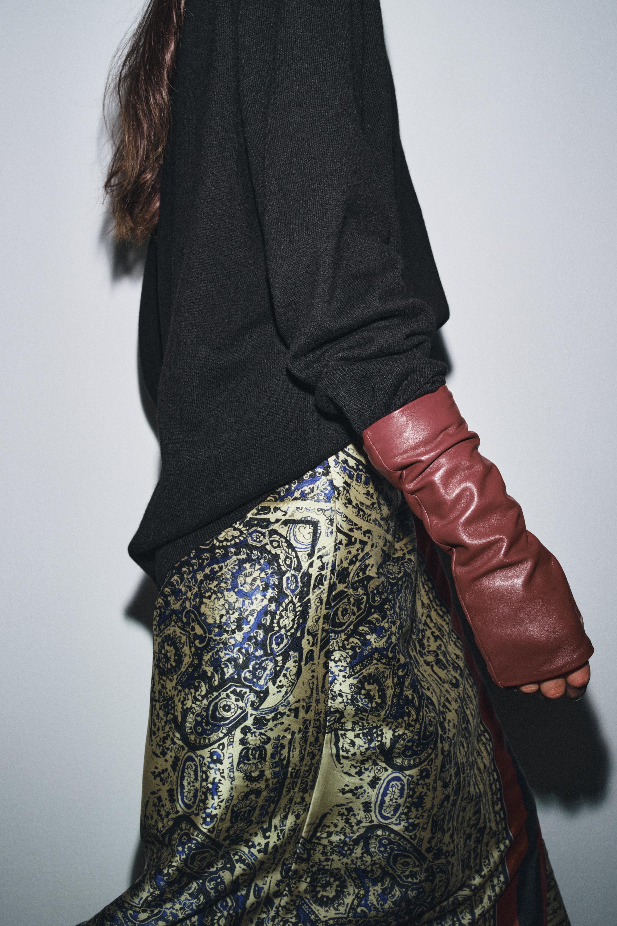 100%レザー ミトングローブ - エンジ | ZARA Japan / 日本