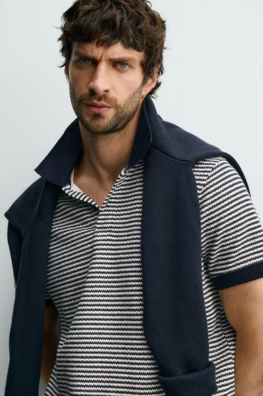 REGULAR FIT STRIPED TEXTURED POLO SHIRT - striped by Zara