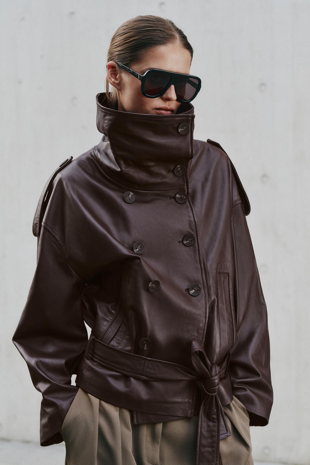 100% LEATHER BELTED JACKET