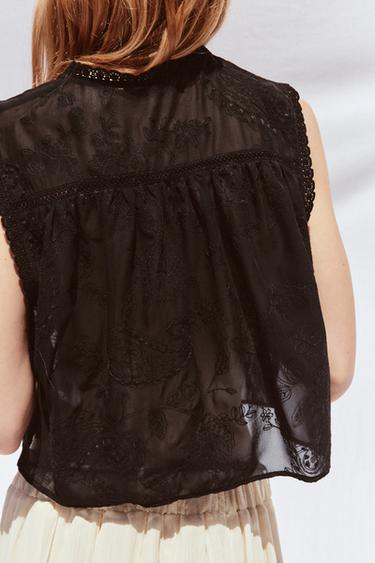 EMBROIDERED LACE SHIRT - Black by Zara - Image 5