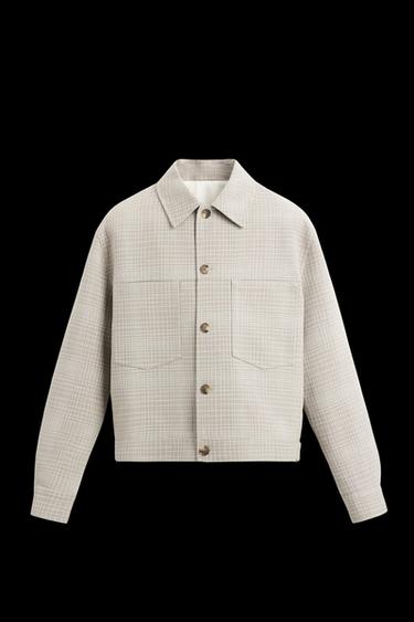 CROPPED-FIT-JACKE MIT KAROMUSTER - Beige von Zara - Bild 0