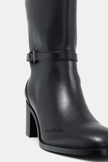 BUCKLE BLOCK HEEL BOOTS - Black by Zara - Image 1