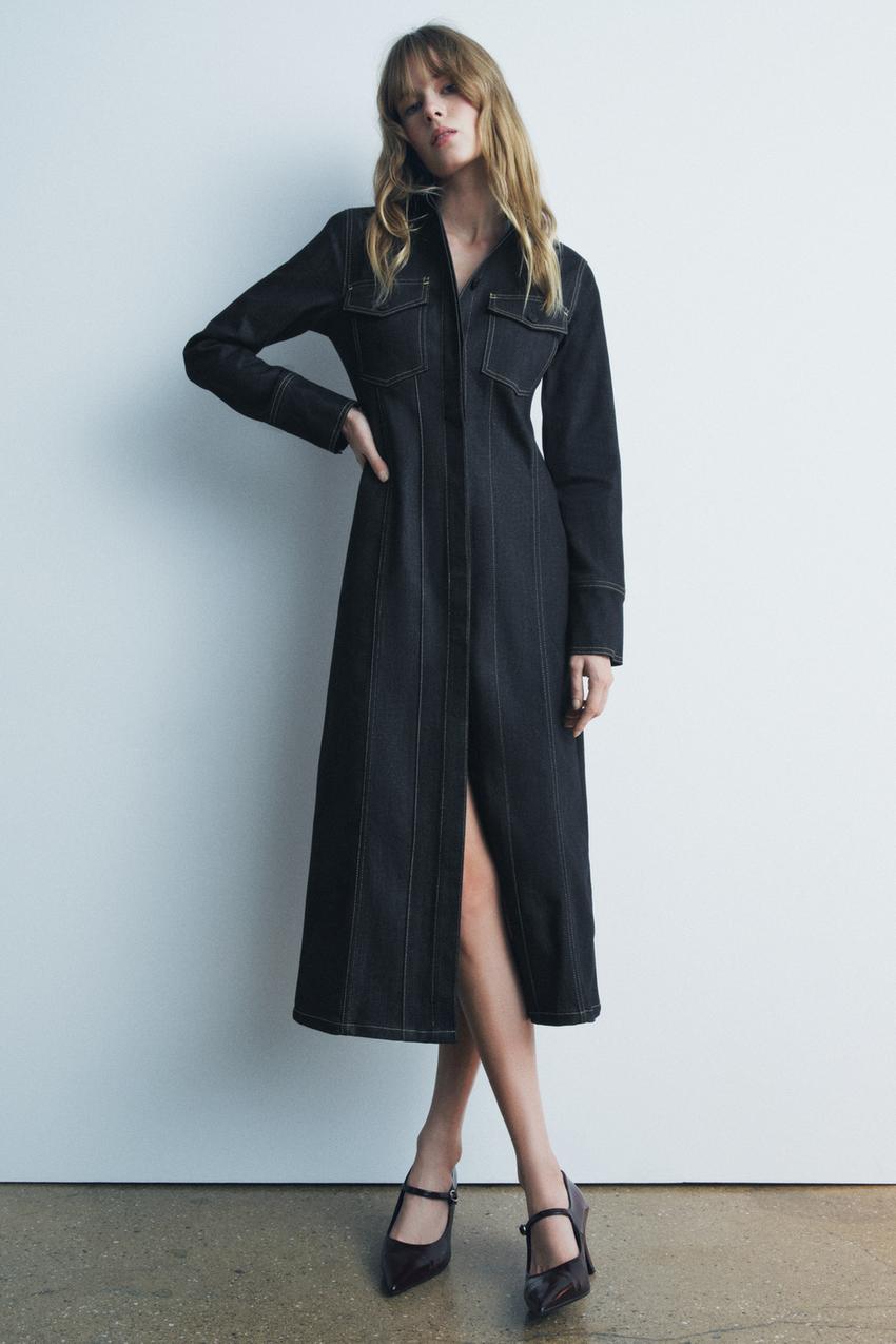 ZWコレクション デニムロングワンピース - ブルー | ZARA Japan 