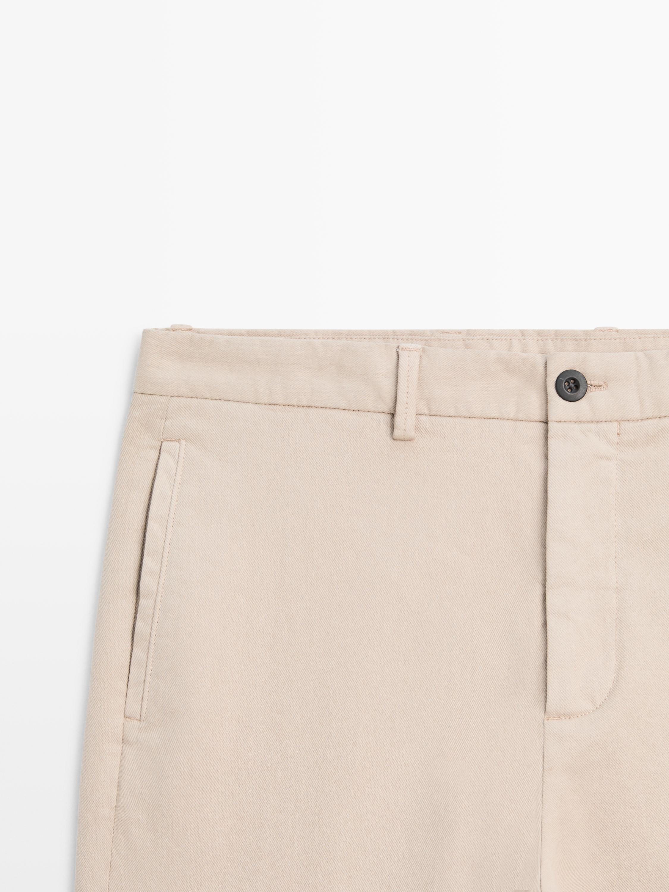 Cotton twill pants with elasticated waistband