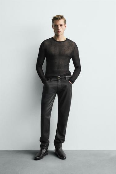 SEMI-SHEER SLIM FIT JUMPER - Black by Zara
