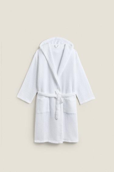 COTTON WAFFLE-TEXTURE BATHROBE - White by Zara
