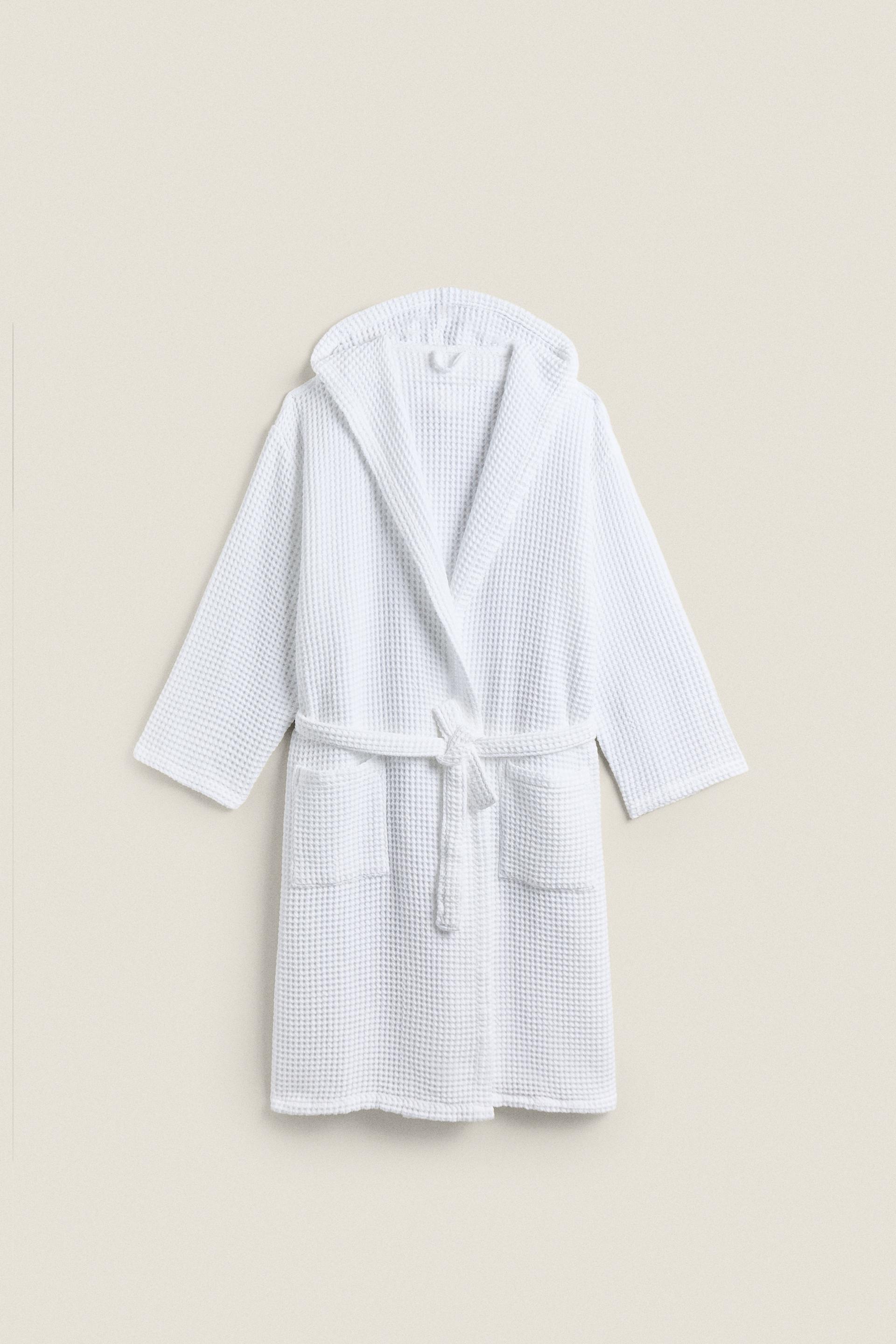COTTON WAFFLE-KNIT BATHROBE - White | ZARA United States