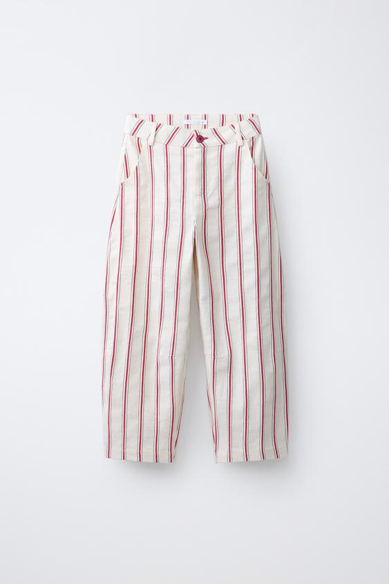 PANTALON BARREL RAYURES AVEC COTON ET LIN cru Rouge ZARA Canada pantalon-barrel-rayures-avec-coton-et-lin-cru-rouge-zara-canada