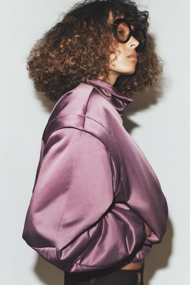 Zara PUFFER JACKET WITH MARKED SHOULDERS - Lilac