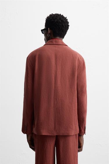 BLAZER COSTUME 100 % LIN - Rouge / Noir de Zara - Image 2