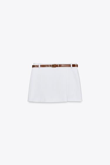 Zara BELTED WRAP SKORT - Oyster-white